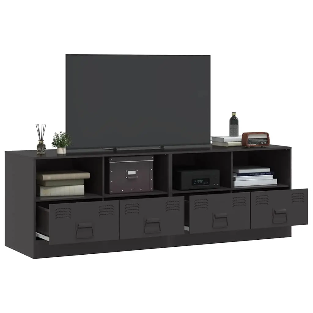 TV Cabinet 2 Pieces Black Storage Unit Furniture Organiser Shelves