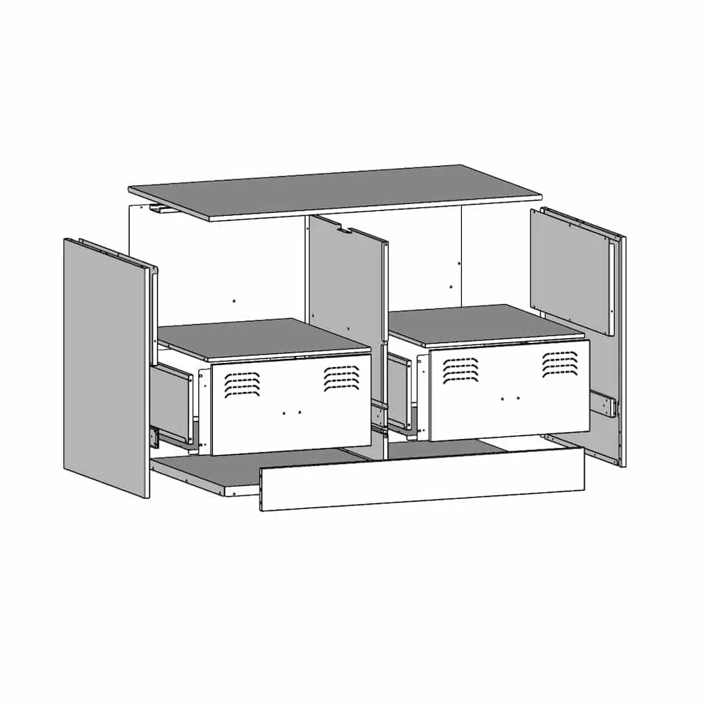 TV Cabinet 2 Pieces Black Storage Unit Furniture Organiser Shelves