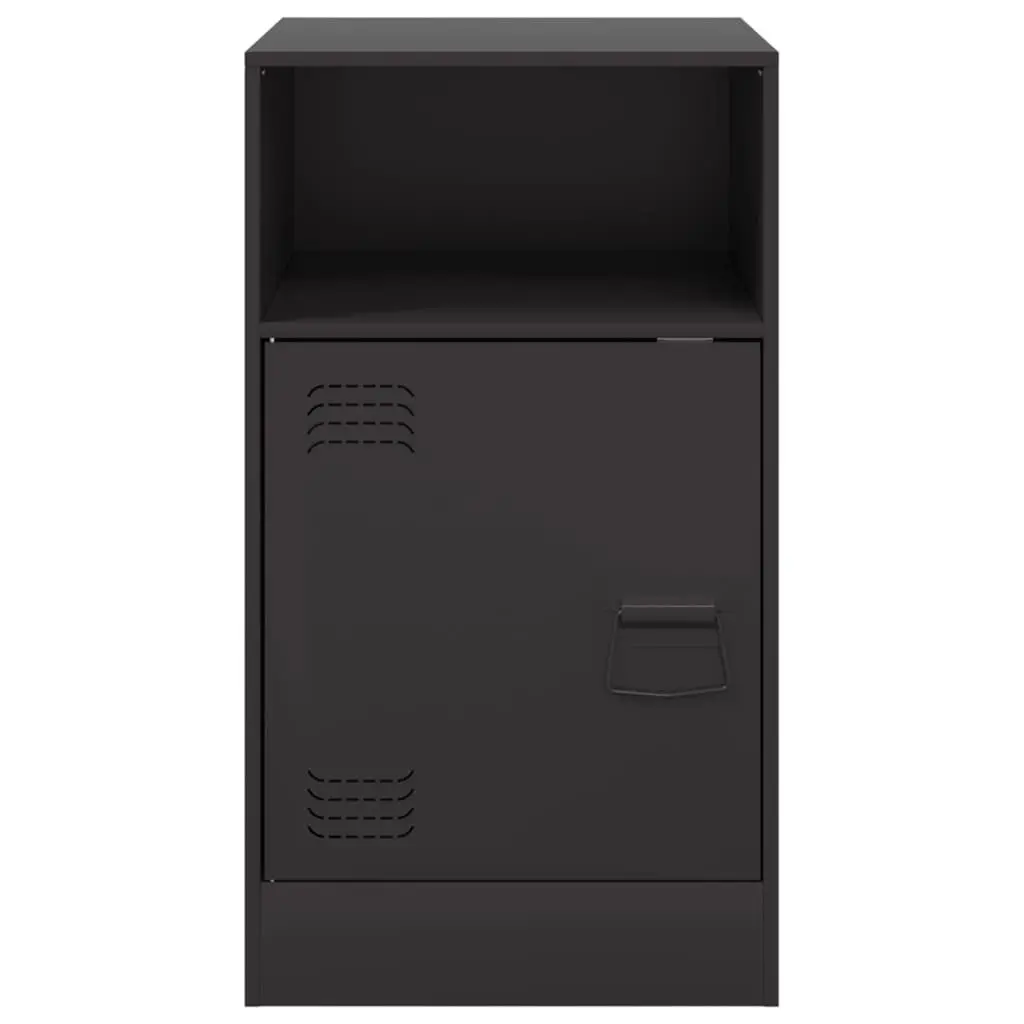 Black Nightstand Storage Cabinet Set of 2 Cold-Rolled Steel 34.5 x 39 x 62 cm Organiser for Bedroom Furniture