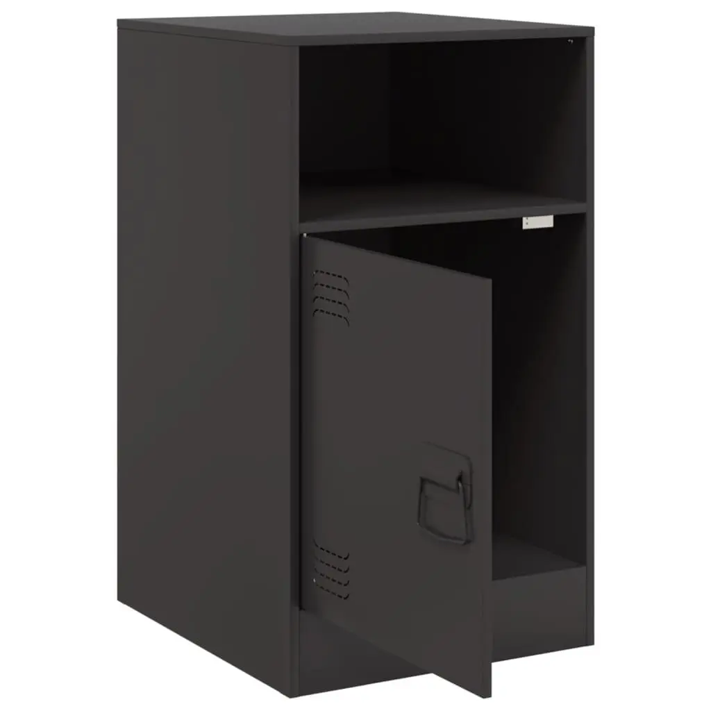 Black Nightstand Storage Cabinet Set of 2 Cold-Rolled Steel 34.5 x 39 x 62 cm Organiser for Bedroom Furniture
