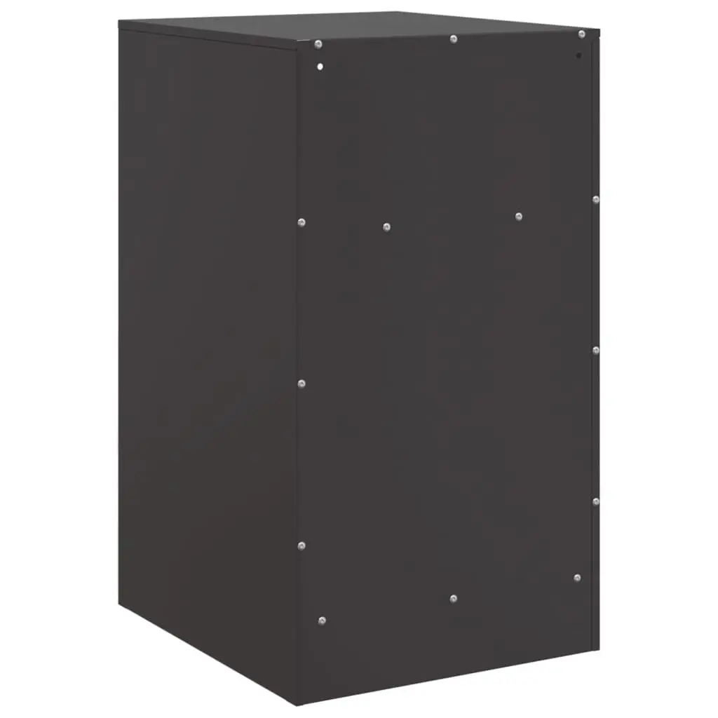 Black Nightstand Storage Cabinet Set of 2 Cold-Rolled Steel 34.5 x 39 x 62 cm Organiser for Bedroom Furniture