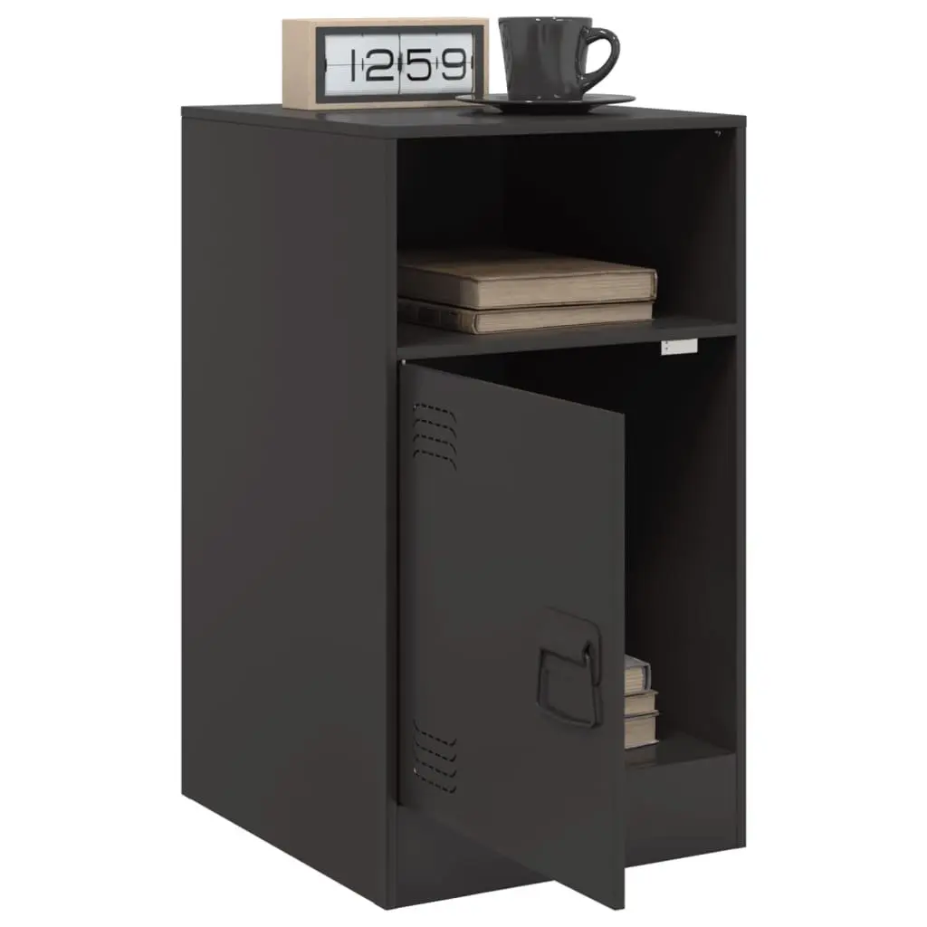 Black Nightstand Storage Cabinet Set of 2 Cold-Rolled Steel 34.5 x 39 x 62 cm Organiser for Bedroom Furniture
