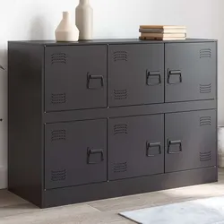 Sideboard Black 99x39x73 cm Steel Frame Storage Cabinet Buffet Furniture