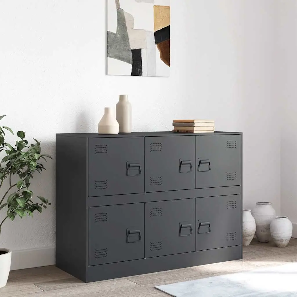 Sideboard Anthracite Storage Cabinet 99x39x73cm Steel Frame Buffet Furniture