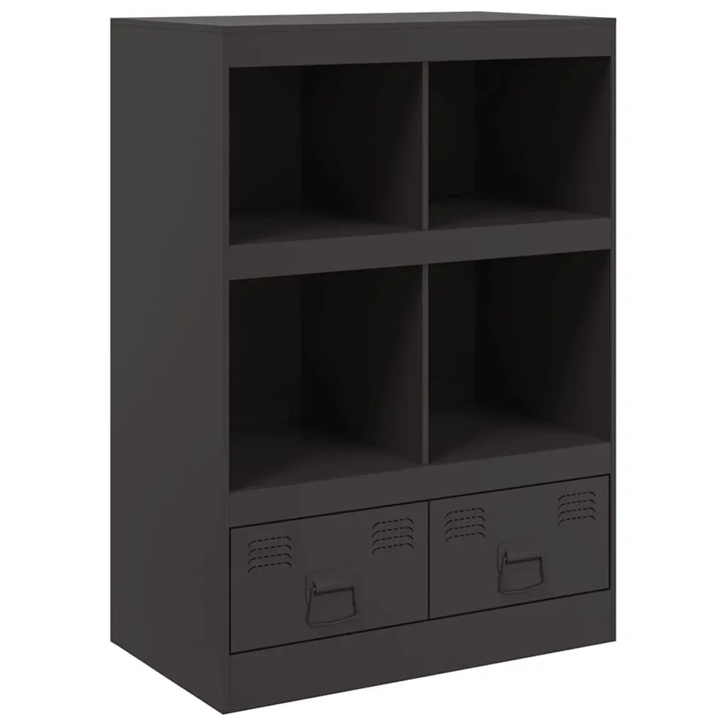 Black Highboard Sideboard Storage Cabinet with Steel Frame 67x39x95 cm