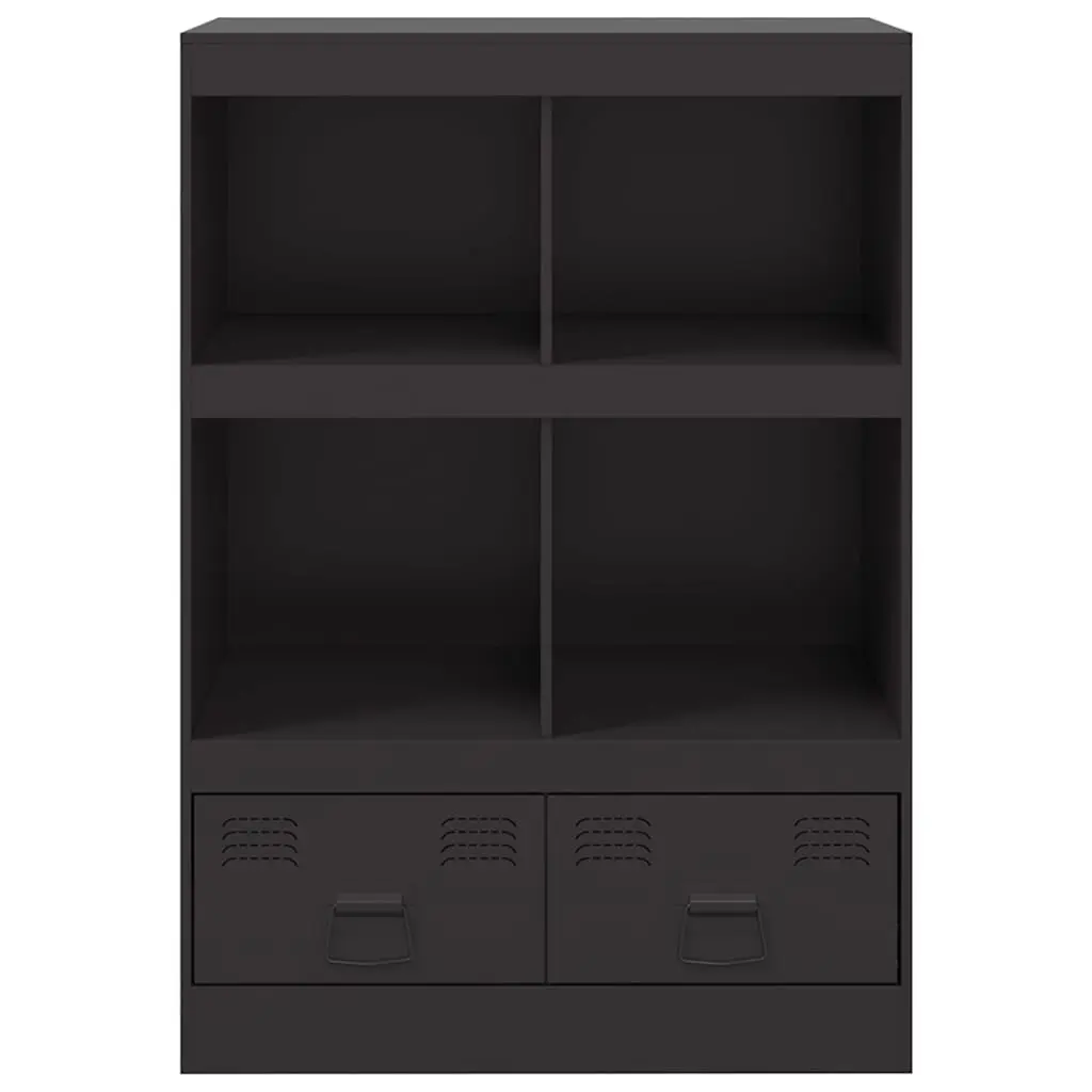 Black Highboard Sideboard Storage Cabinet with Steel Frame 67x39x95 cm