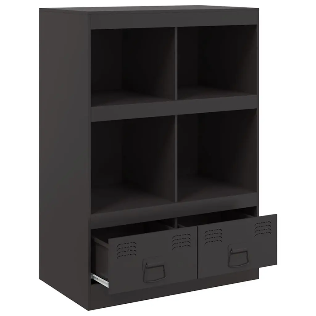 Black Highboard Sideboard Storage Cabinet with Steel Frame 67x39x95 cm