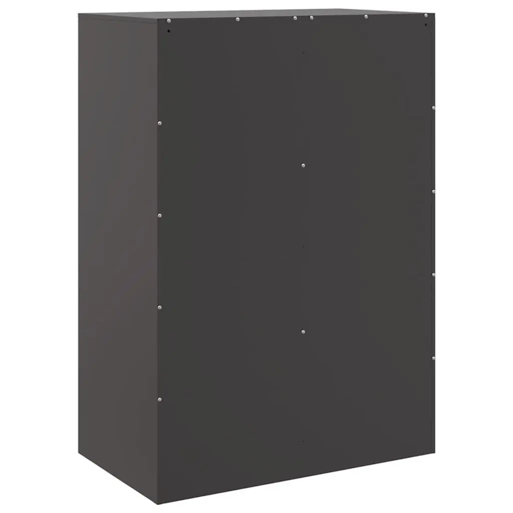 Black Highboard Sideboard Storage Cabinet with Steel Frame 67x39x95 cm