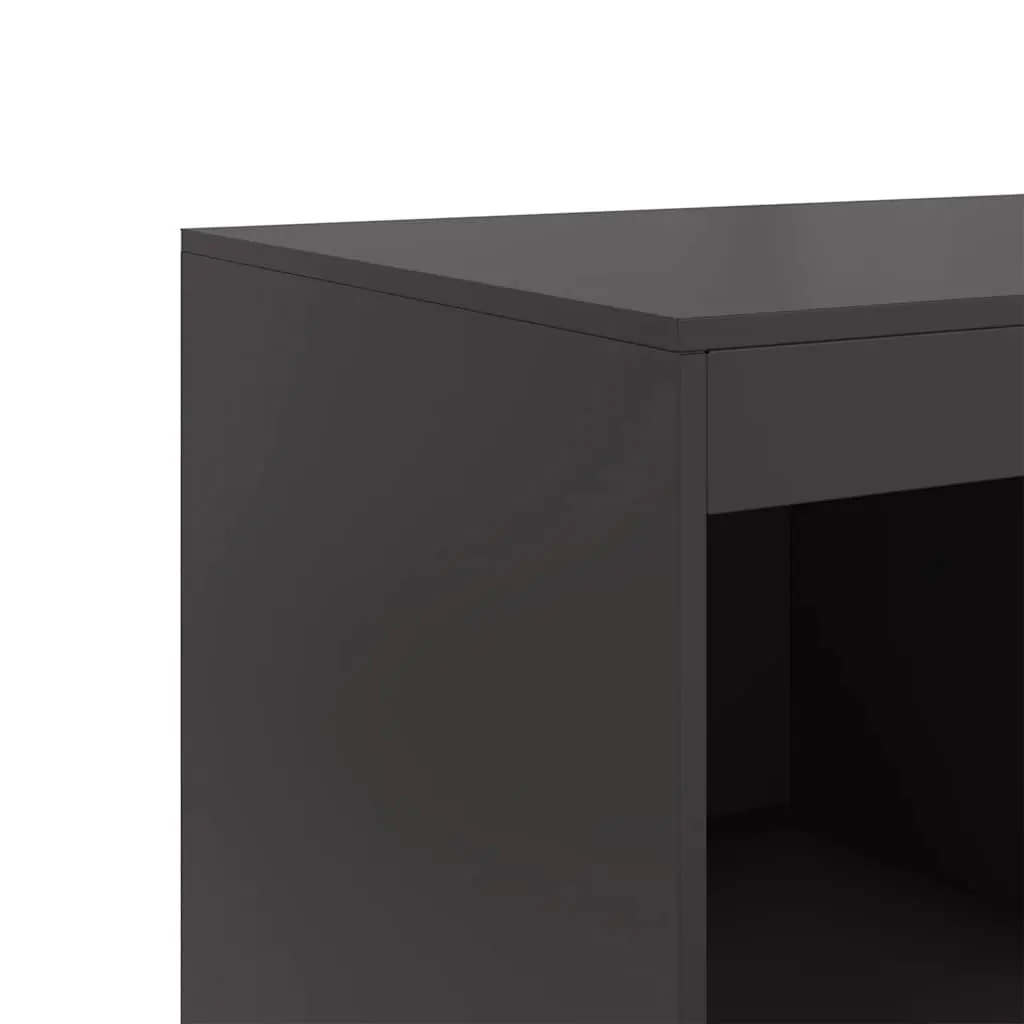 Black Highboard Sideboard Storage Cabinet with Steel Frame 67x39x95 cm