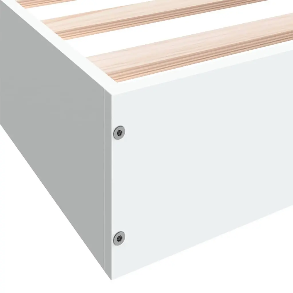 Bed Frame White 150x200 cm Engineered Wood Slats Modern Design Bedroom Furniture
