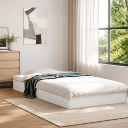 Bed Frame White 90x190 cm Modern Design Engineered Wood Slat Base Bedroom
