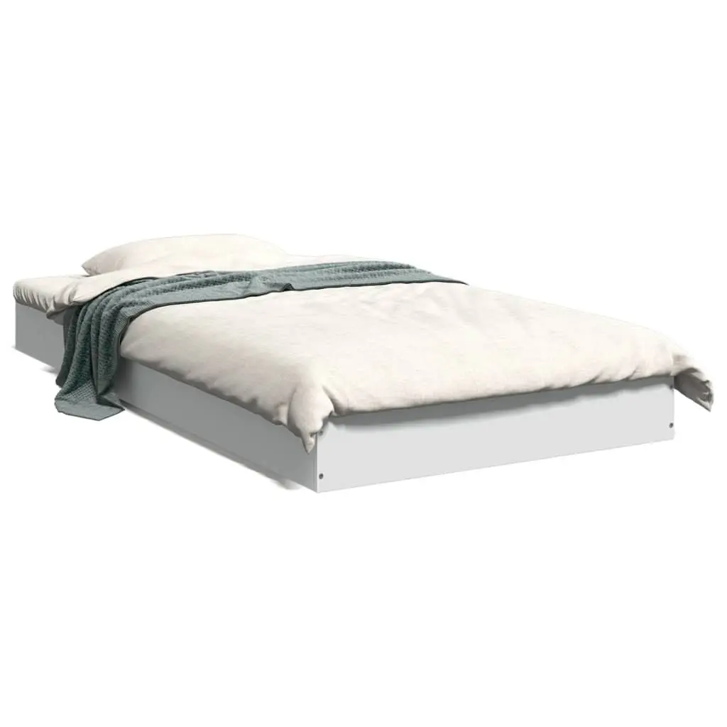 Bed Frame White 90x190 cm Modern Design Engineered Wood Slat Base Bedroom