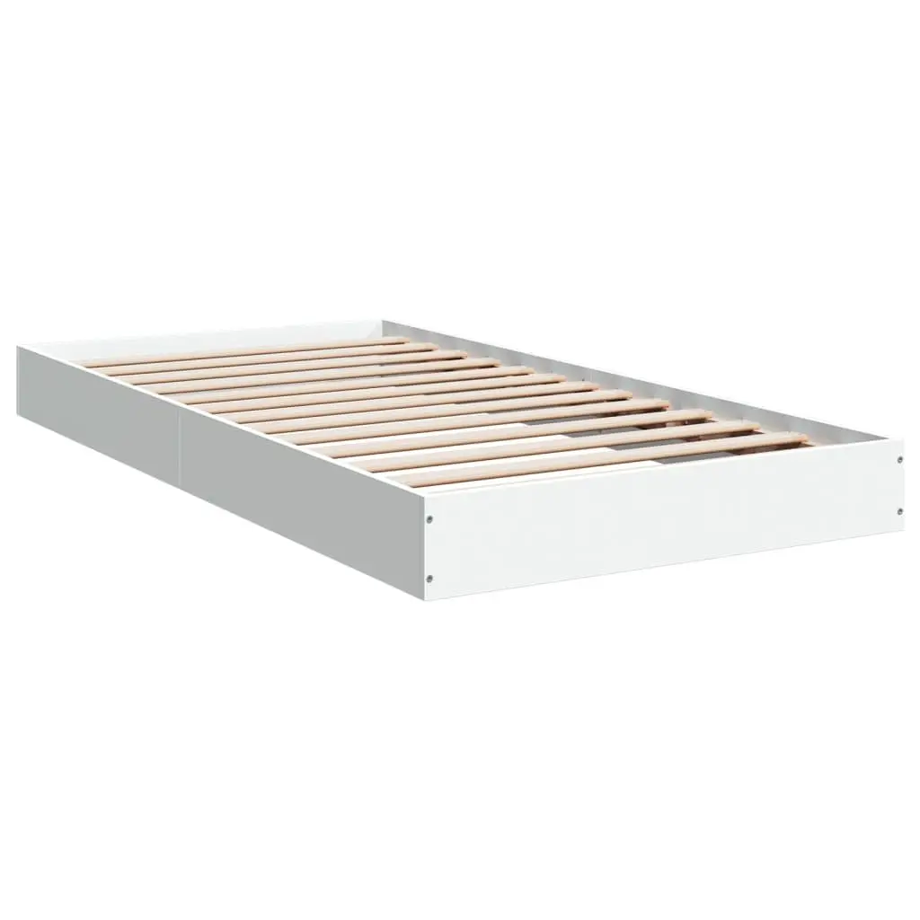 Bed Frame White 90x190 cm Modern Design Engineered Wood Slat Base Bedroom