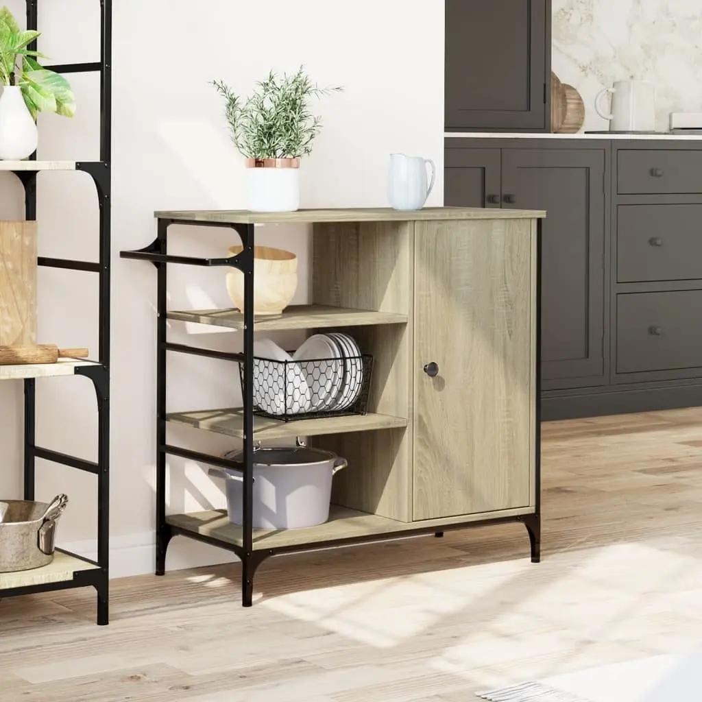 Kitchen Trolley Brown Storage Organiser Cart with Wheels Towel Rack Shelves