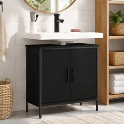 Versatile Black Bathroom Sink Cabinet 60x30x60cm for Essential Storage