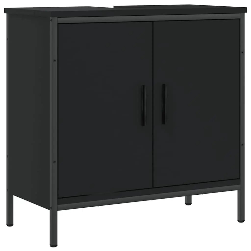 Bathroom Sink Cabinet Engineered Wood Black 60x30x60cm