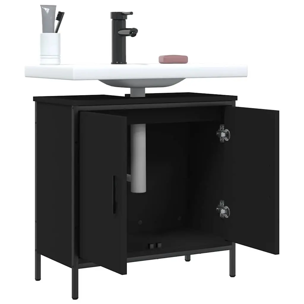 Bathroom Sink Cabinet Engineered Wood Black 60x30x60cm