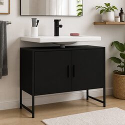 Functional Bathroom Sink Cabinet Black 80x33x60 cm
