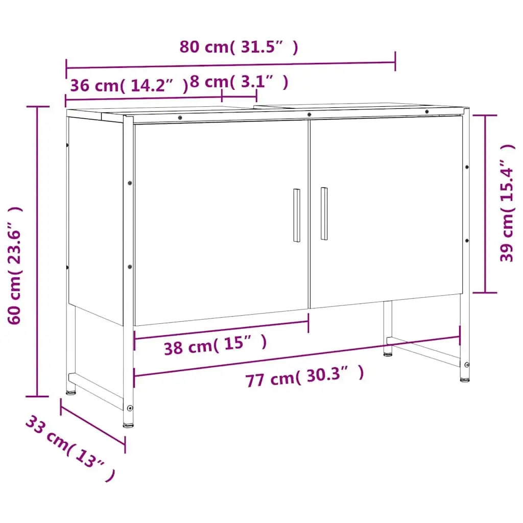 Bathroom Sink Cabinet Engineered Wood 80x33x60 cm Black