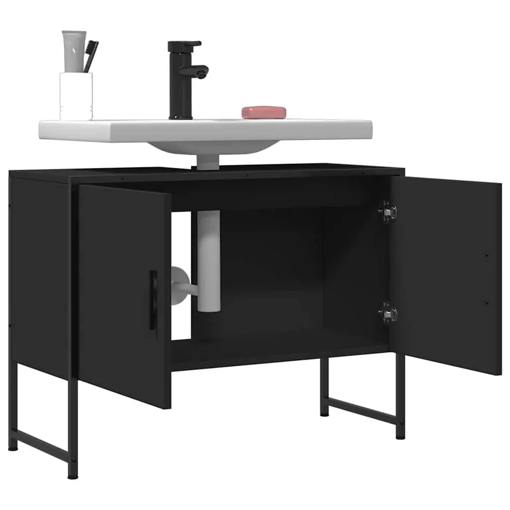 Bathroom Sink Cabinet Engineered Wood 80x33x60 cm Black