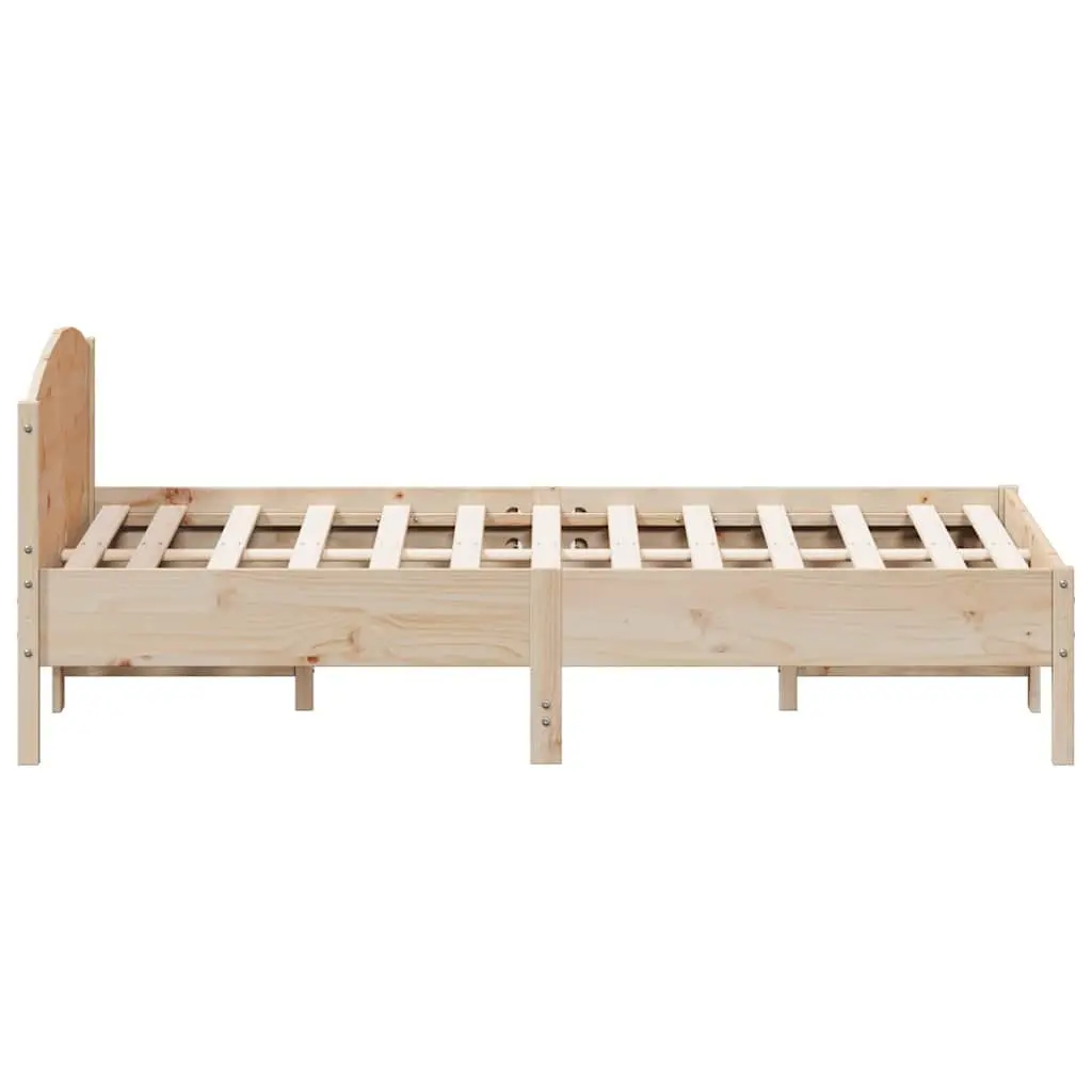 Bed Frame 135x190 cm Solid Pine Wood Slatted Base Bedroom Furniture Brown