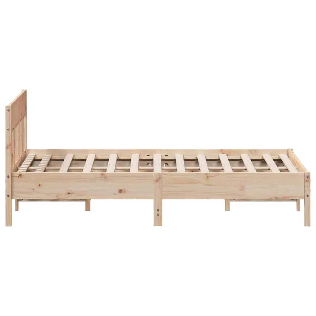 Wooden Bed Frame 150x200 cm Solid Pine Wood Slatted Base Brown