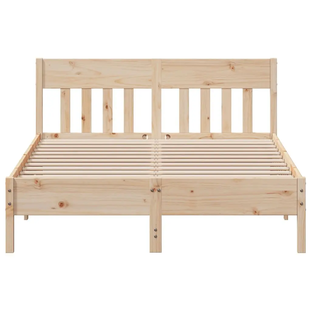 Bed Frame Solid Pine Wood 135x190 cm Slatted Base Brown