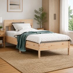 Functional Solid Pine Wood Bed Frame 90x190 cm
