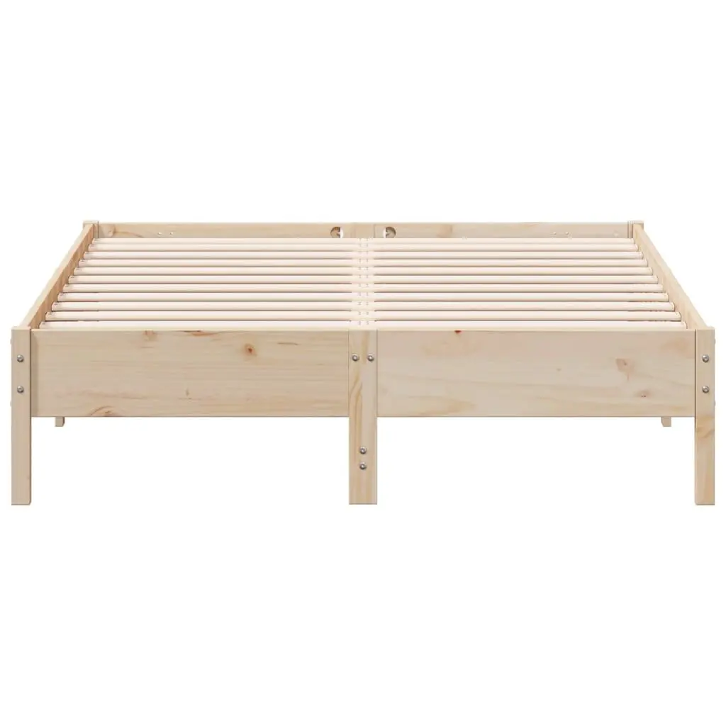 Bed Frame 150x200 cm Solid Pine Wood Slatted Base Brown Bedroom Furniture
