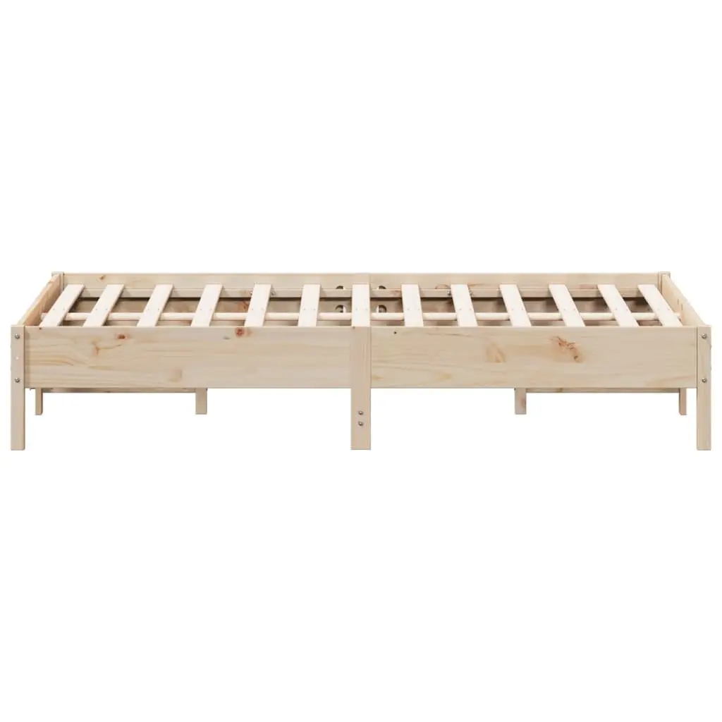 Bed Frame 150x200 cm Solid Pine Wood Slatted Base Brown Bedroom Furniture