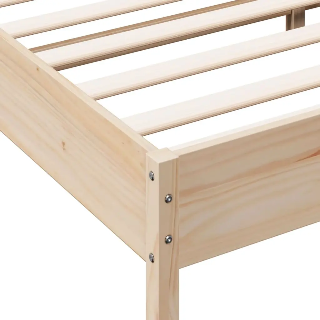 Bed Frame 150x200 cm Solid Pine Wood Slatted Base Brown Bedroom Furniture