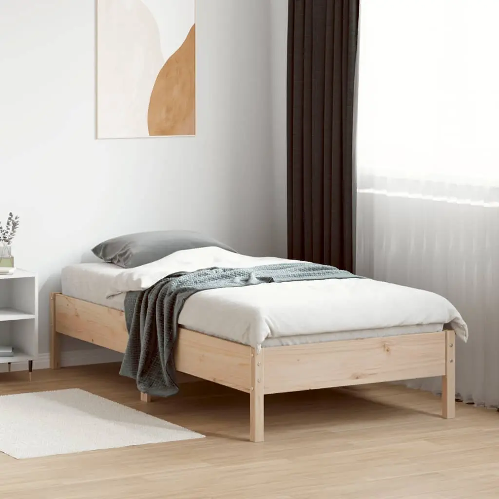Bed Frame Solid Pine Wood Brown 90x190 cm Plywood Slats