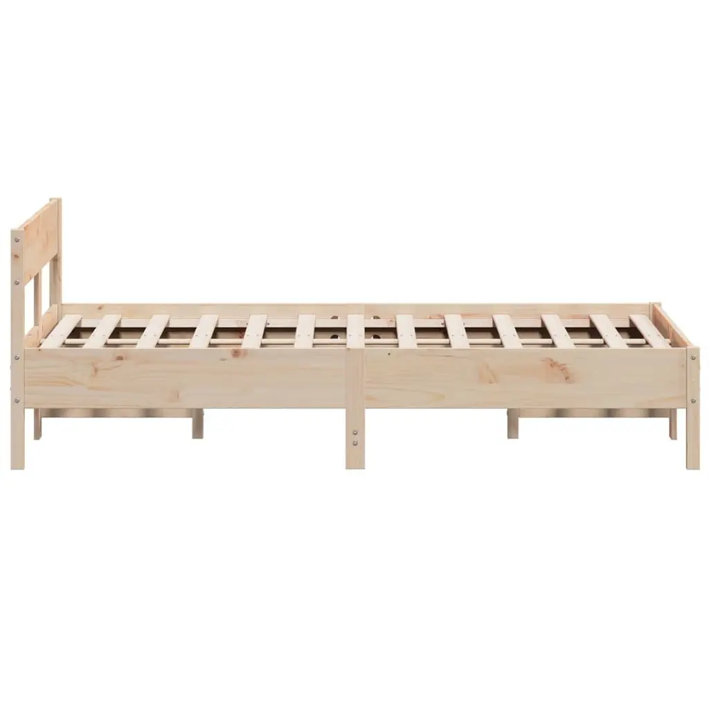 Bed Frame Solid Pine Wood Slatted Base Brown 150x200 cm Durable Bedroom Furniture