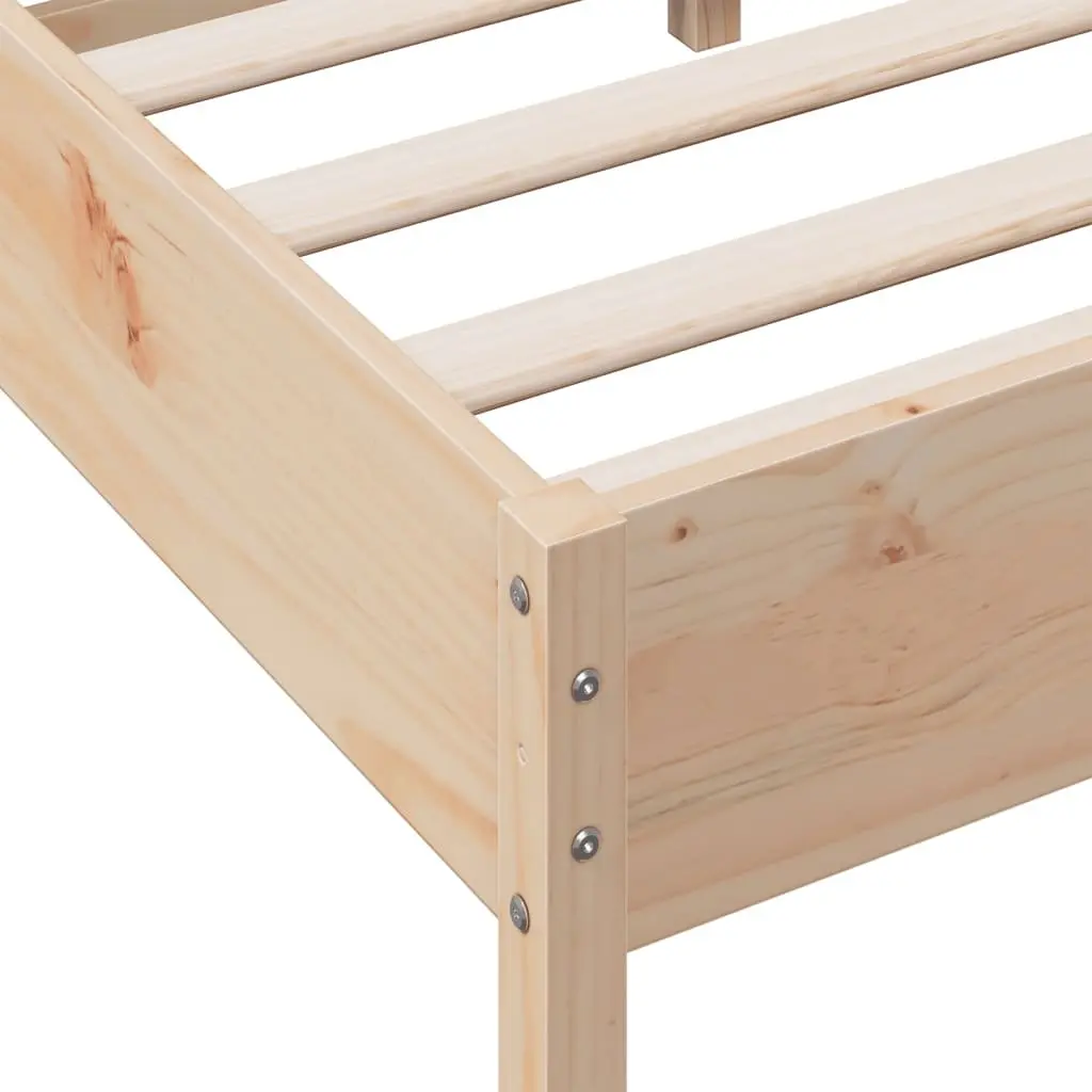 Solid Wood Pine Bed Frame 90x190 cm Brown Slatted Base Headboard