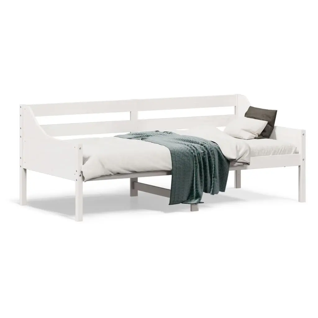 Day Bed Frame Solid Pine Wood 90x190 cm White Sofa Bed with Guardrails Slats