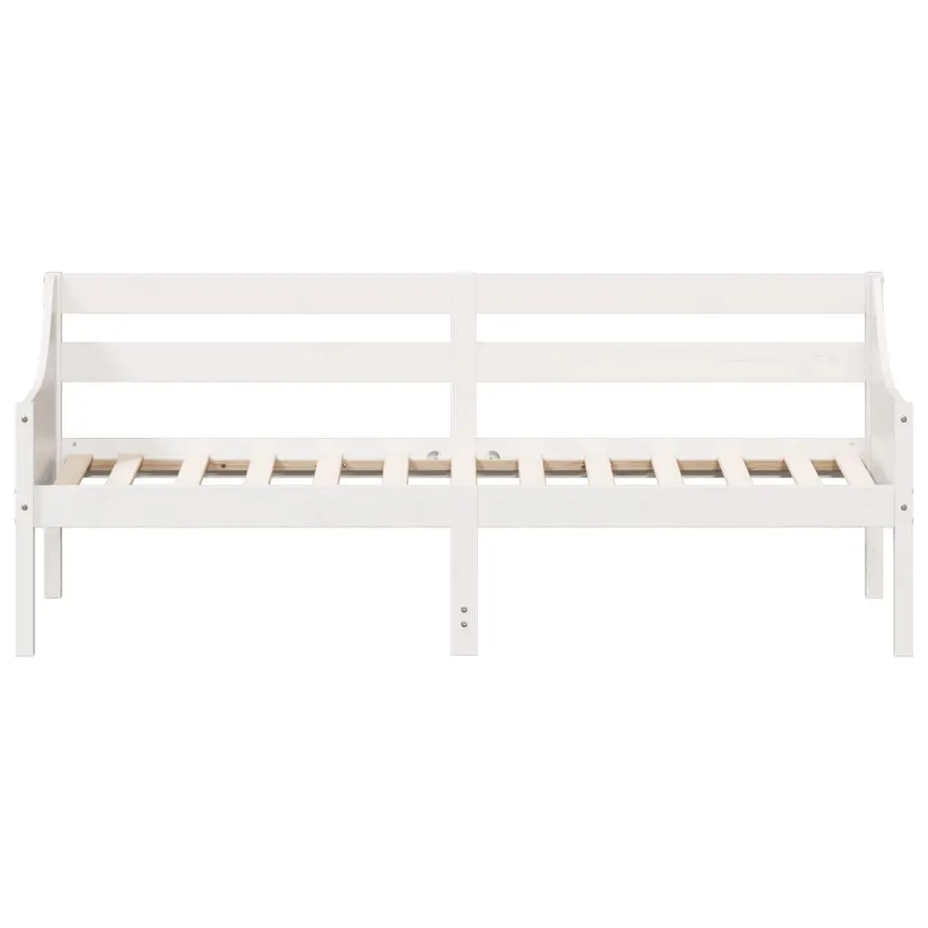 Day Bed Frame Solid Pine Wood 90x190 cm White Sofa Bed with Guardrails Slats