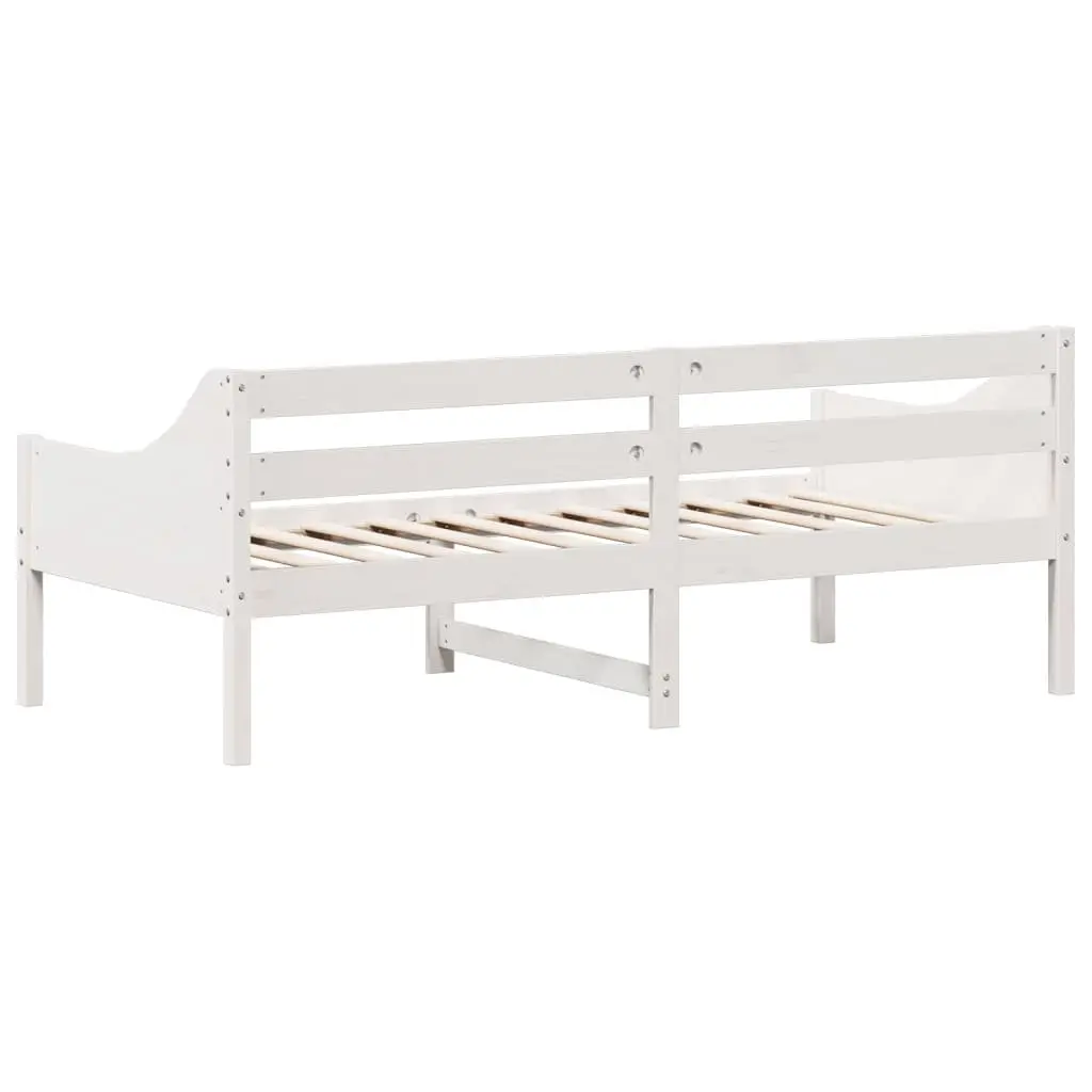 Day Bed Frame Solid Pine Wood 90x190 cm White Sofa Bed with Guardrails Slats
