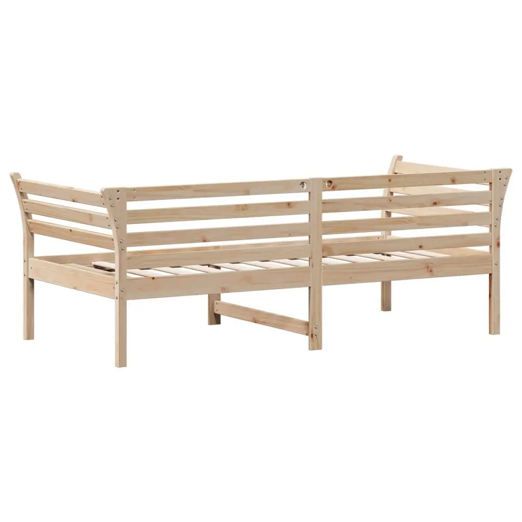 Day Bed Sofa Frame Solid Pine Wood Brown 90x190 cm with Safety Guardrails