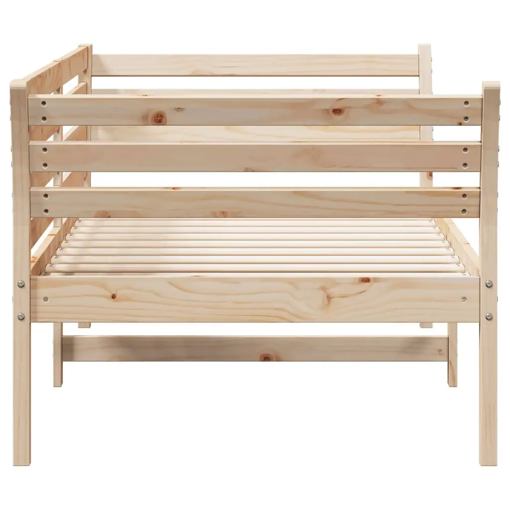 Day Bed Sofa Frame Solid Pine Wood Brown 90x190 cm with Safety Guardrails