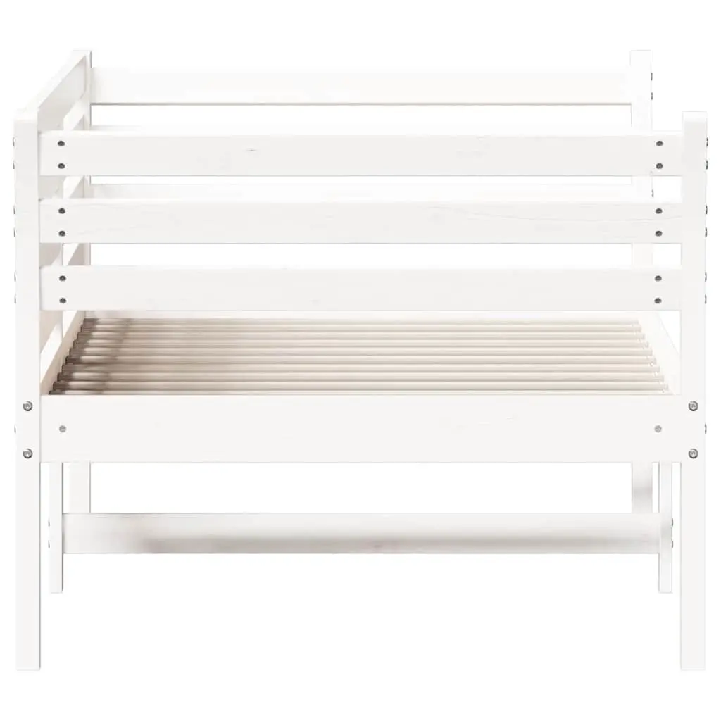 Day Bed White 90x190 cm Solid Pine Wood Sofa Bed with Guardrails Slatted Base
