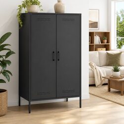 Versatile Black Steel Highboard for Home Storage Solutions