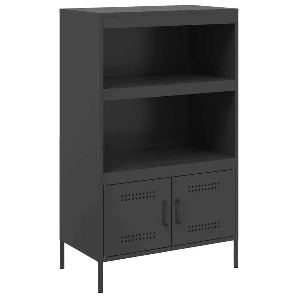 Highboard Storage Cabinet Steel Black Industrial Style 68 x 39 x 113 cm