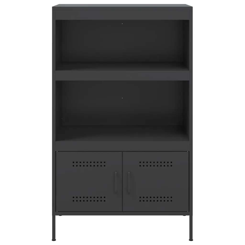 Highboard Storage Cabinet Steel Black Industrial Style 68 x 39 x 113 cm