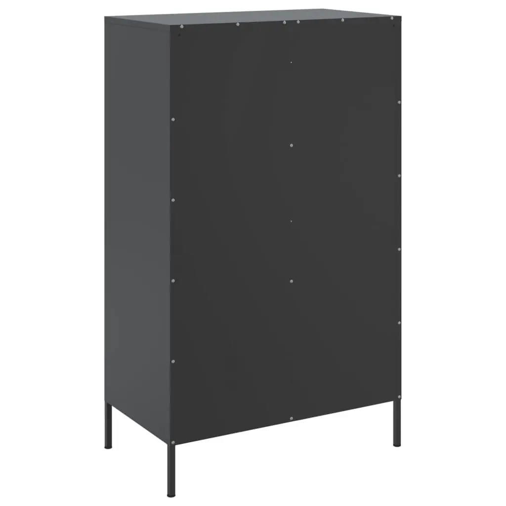 Highboard Storage Cabinet Steel Black Industrial Style 68 x 39 x 113 cm