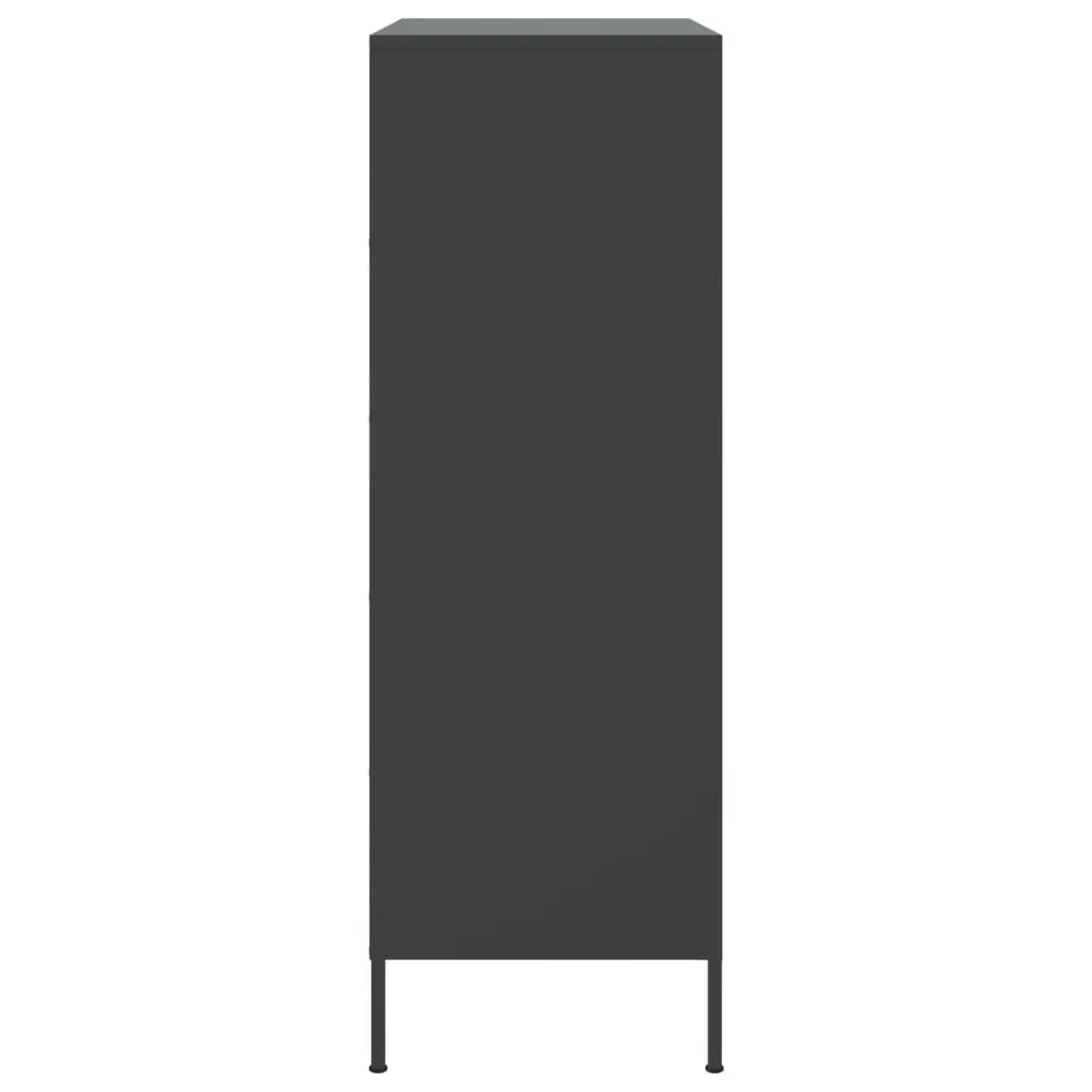 Highboard Storage Cabinet Steel Black Industrial Style 68 x 39 x 113 cm