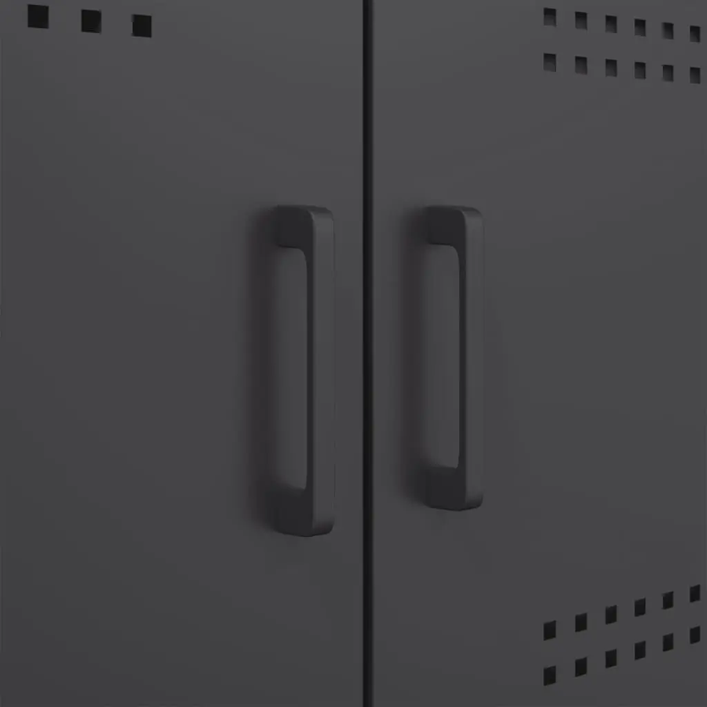 Highboard Storage Cabinet Steel Black Industrial Style 68 x 39 x 113 cm