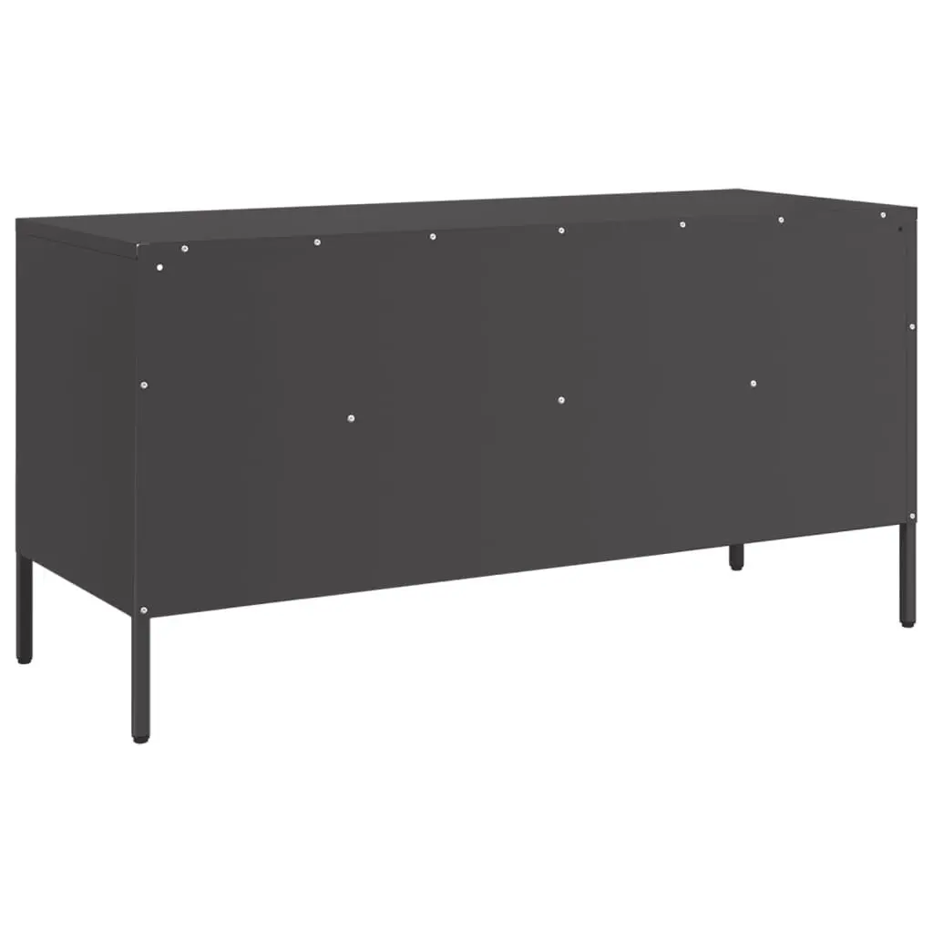 TV Cabinet Black Industrial Style Steel Frame Living Room Storage Unit 100.5cm