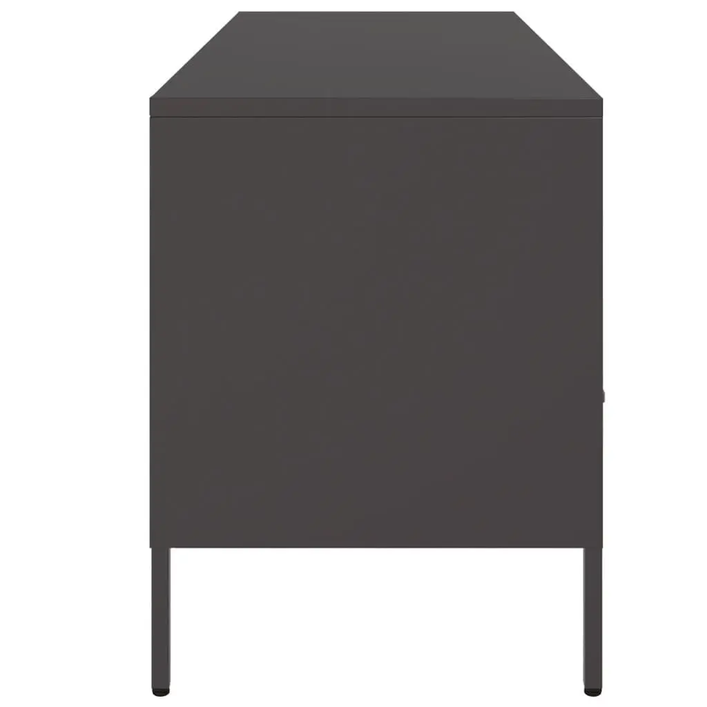 TV Cabinet Black Industrial Style Steel Frame Living Room Storage Unit 100.5cm