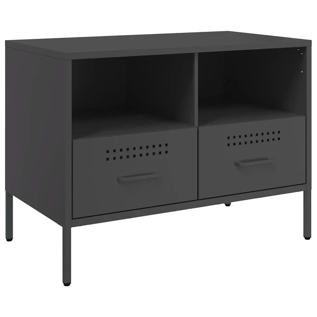 TV Cabinets 2 pcs Black Industrial Storage Unit Steel Frame Living Room Bedroom