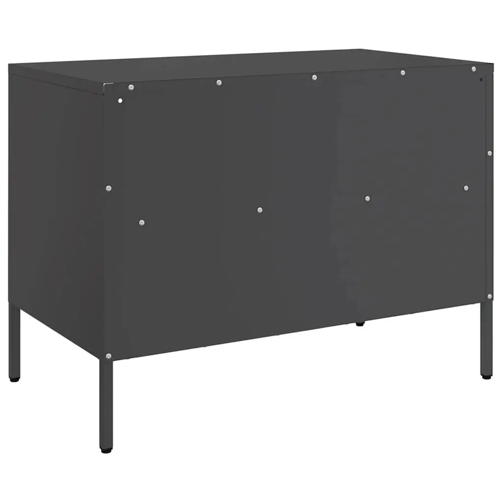 TV Cabinets 2 pcs Black Industrial Storage Unit Steel Frame Living Room Bedroom